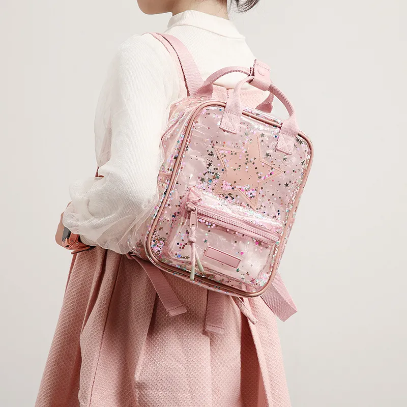 New Arrival Kids Sequin Jelly Backpack for Girls – Clear Waterproof Kindergarten Student Backpack