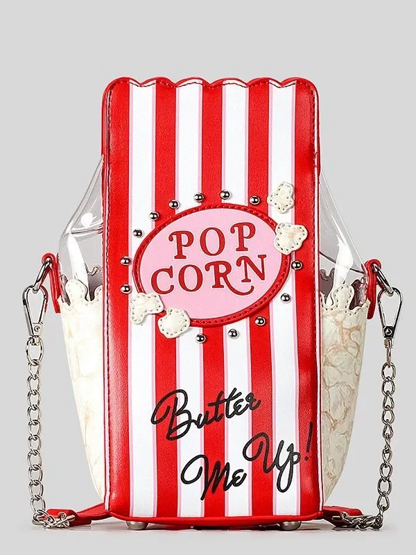 Popcorn Phone Bag | Cute Clear Striped Crossbody Bag