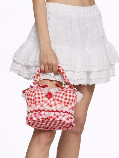 Plaid Bust-Shaped Bag | Lace Rose Sweet Crossbody Bag