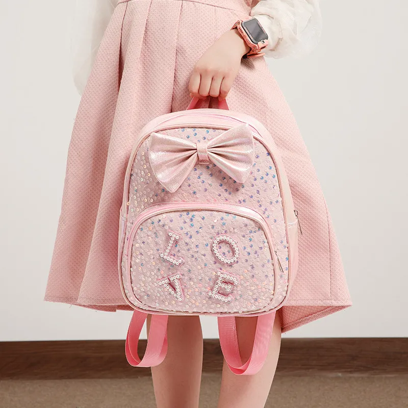 Bow Kids Backpack | Cute Sequin Student Backpack