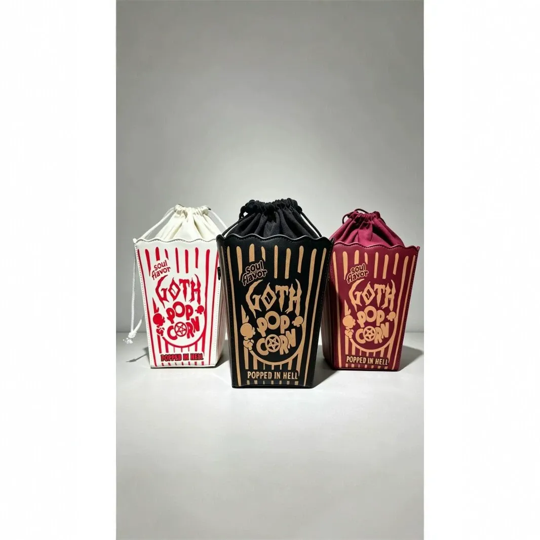 Popcorn Bucket Bag | Gothic Statement Crossbody Bag