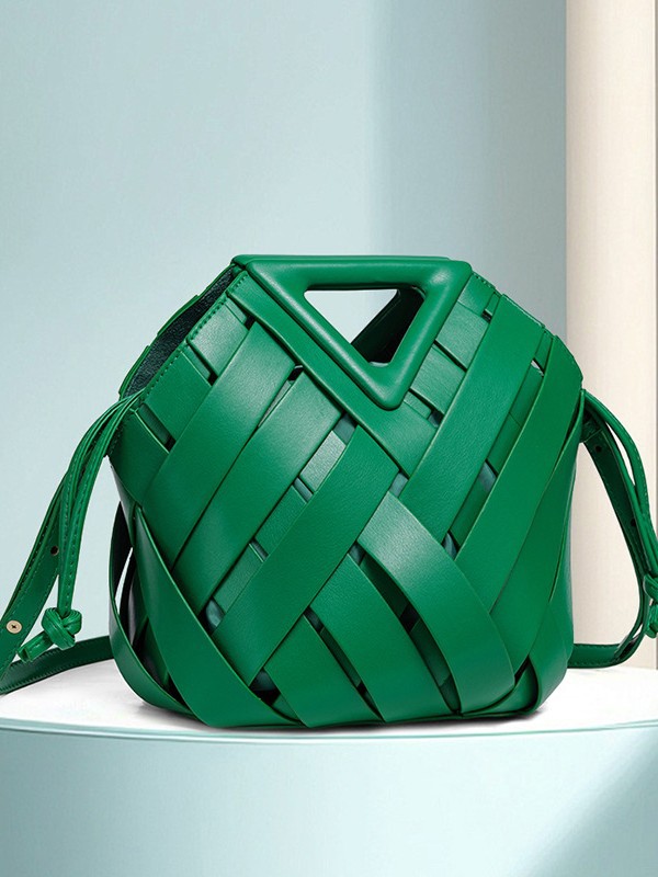 Triangle Openwork Woven Bag | Premium Large Handbag