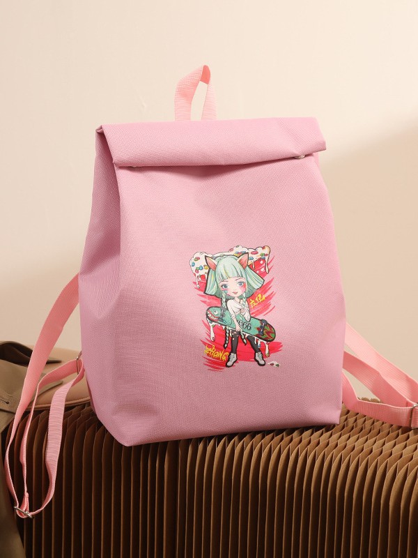 Anime Print Backpack | Cute Student Bucket Shoulder Bag