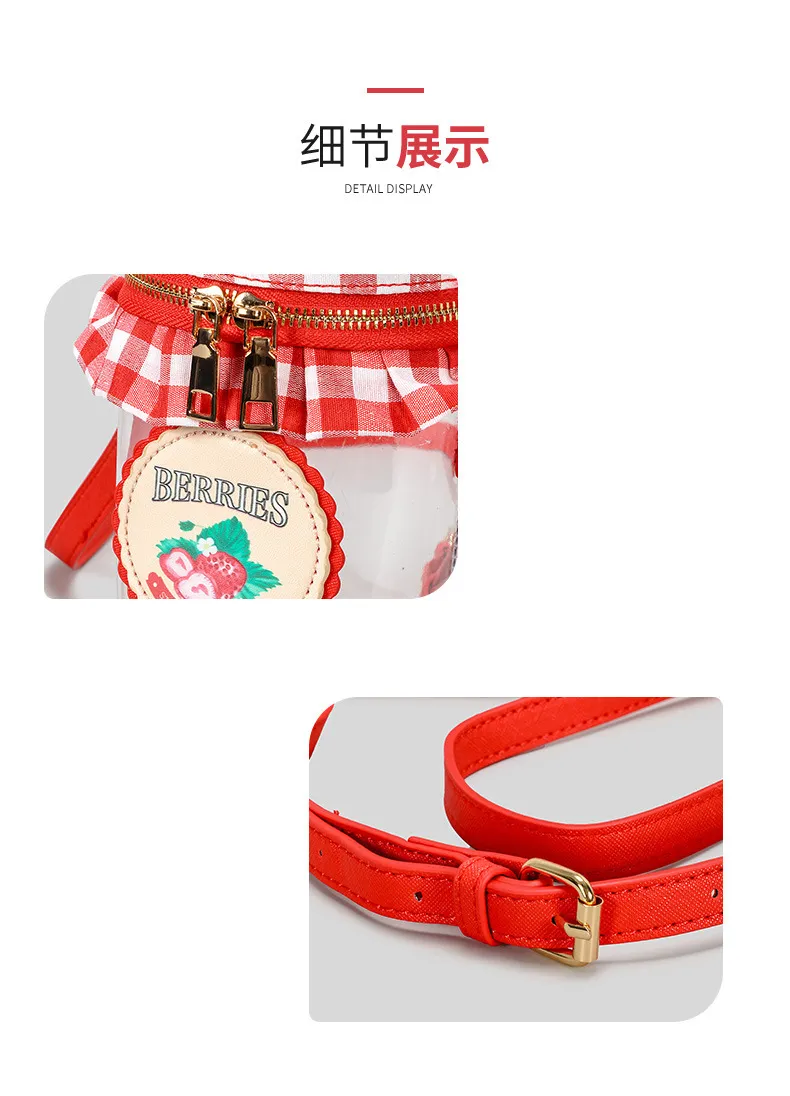 New Arrival Strawberry Jam Jar Bag for Women – Cute Niche Transparent Letter Crossbody Shoulder Bag