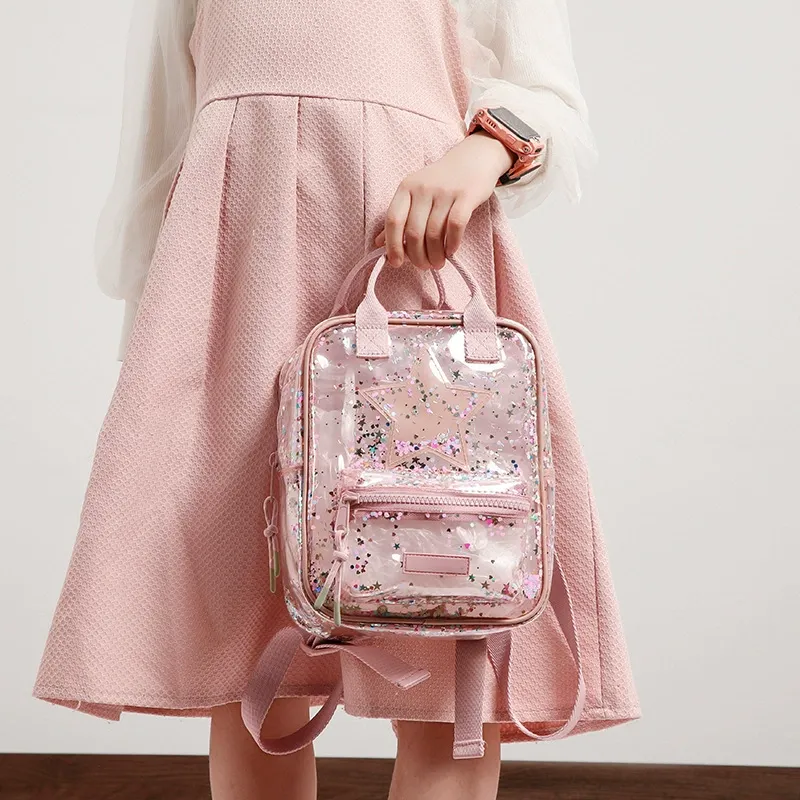 New Arrival Kids Sequin Jelly Backpack for Girls – Clear Waterproof Kindergarten Student Backpack
