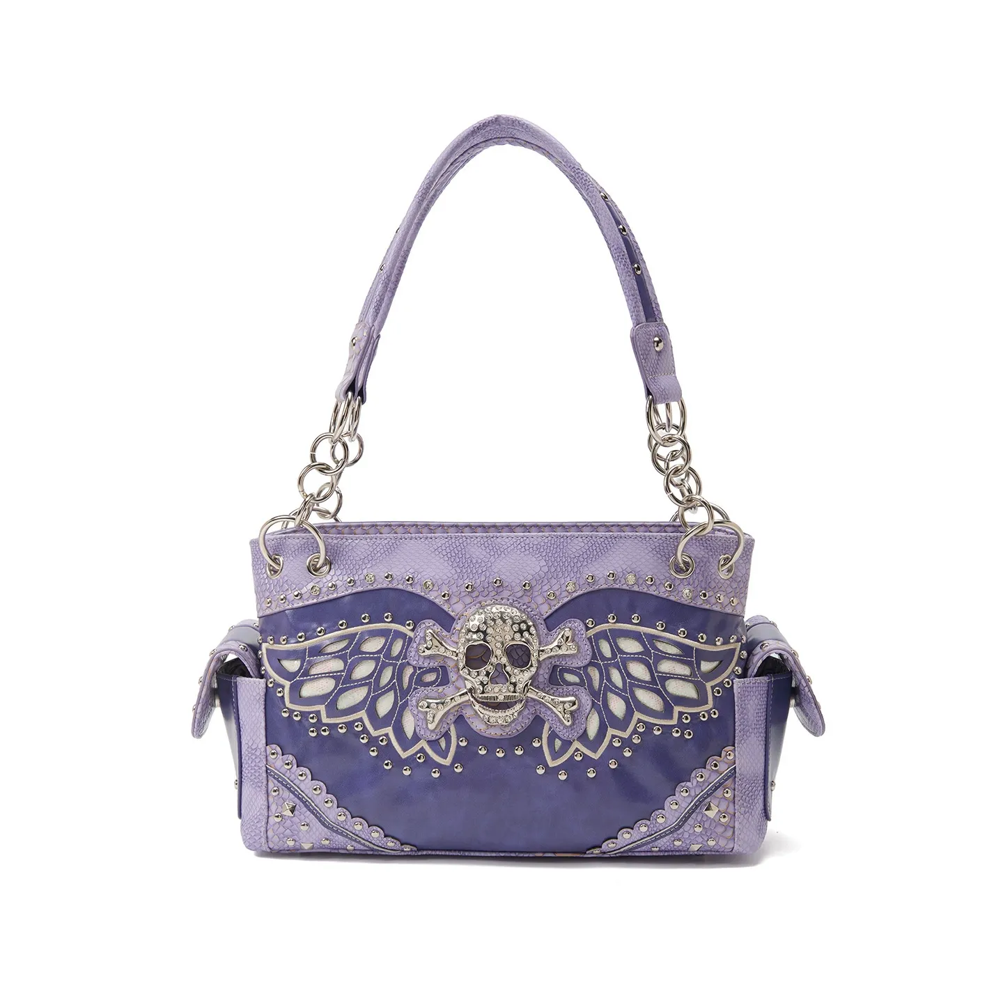 Skull Y2K Bag | Studded Chain Color-Block Shoulder Bag
