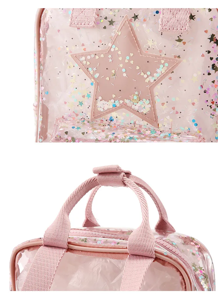 New Arrival Kids Sequin Jelly Backpack for Girls – Clear Waterproof Kindergarten Student Backpack