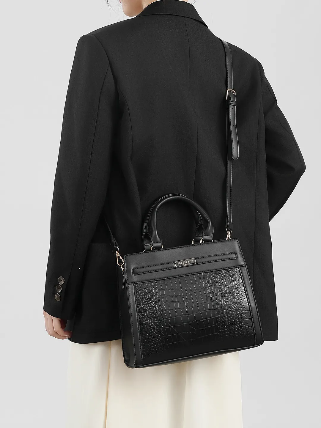 Croc-Textured Handbag | Large Capacity Crossbody Bag