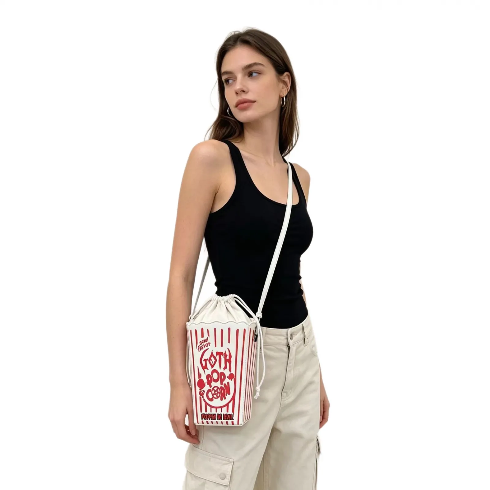 Popcorn Bucket Bag | Gothic Statement Crossbody Bag