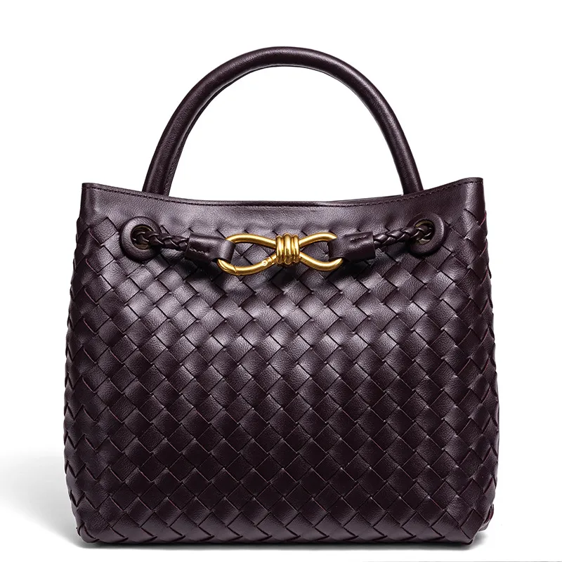 Woven Metal Buckle Tote | Premium Large Shoulder Bag