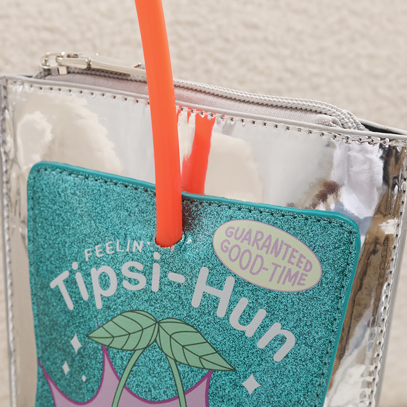 Cup-Shaped Phone Bag | Cute Glitter Print Crossbody Bag