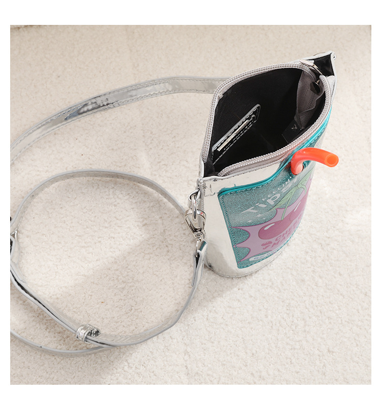 Cup-Shaped Phone Bag | Cute Glitter Print Crossbody Bag
