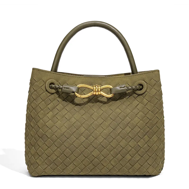 Woven Metal Buckle Tote | Premium Large Shoulder Bag