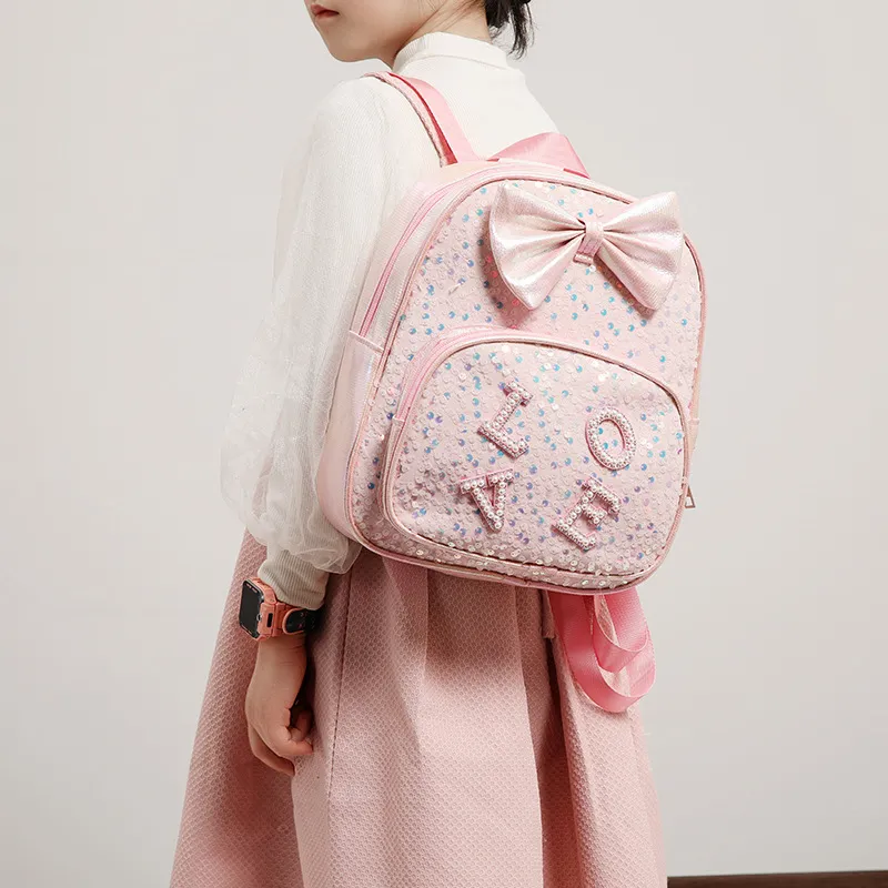 Bow Kids Backpack | Cute Sequin Student Backpack