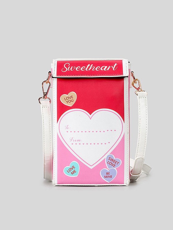 Heart Box Bag | Cute Letter Color-Block Crossbody Bag