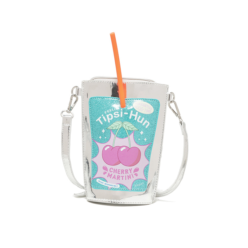 Cup-Shaped Phone Bag | Cute Glitter Print Crossbody Bag