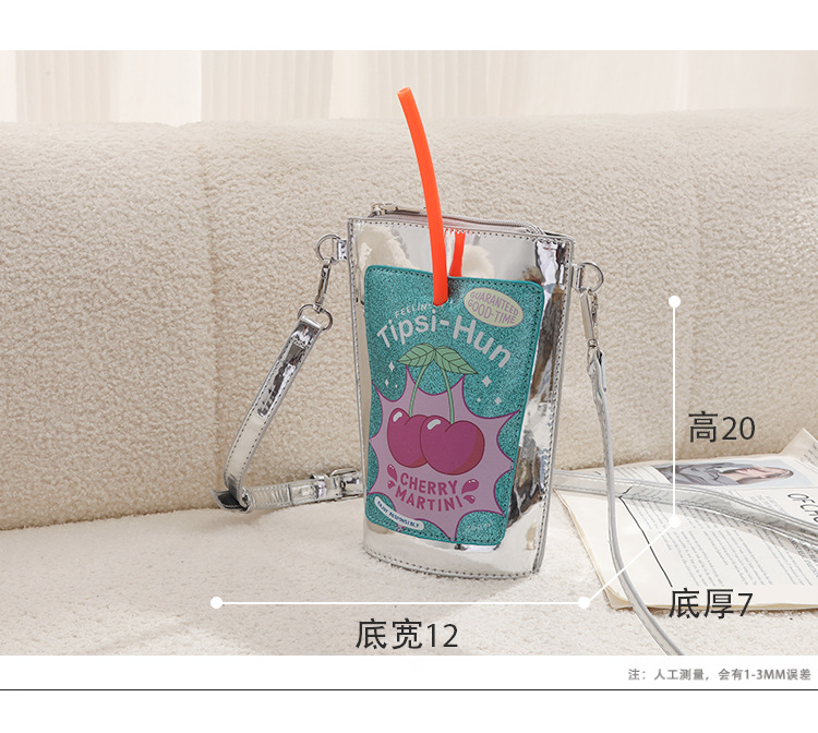 Cup-Shaped Phone Bag | Cute Glitter Print Crossbody Bag