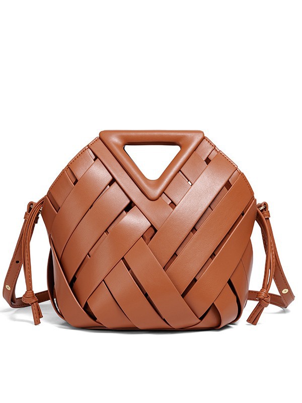 Triangle Openwork Woven Bag | Premium Large Handbag
