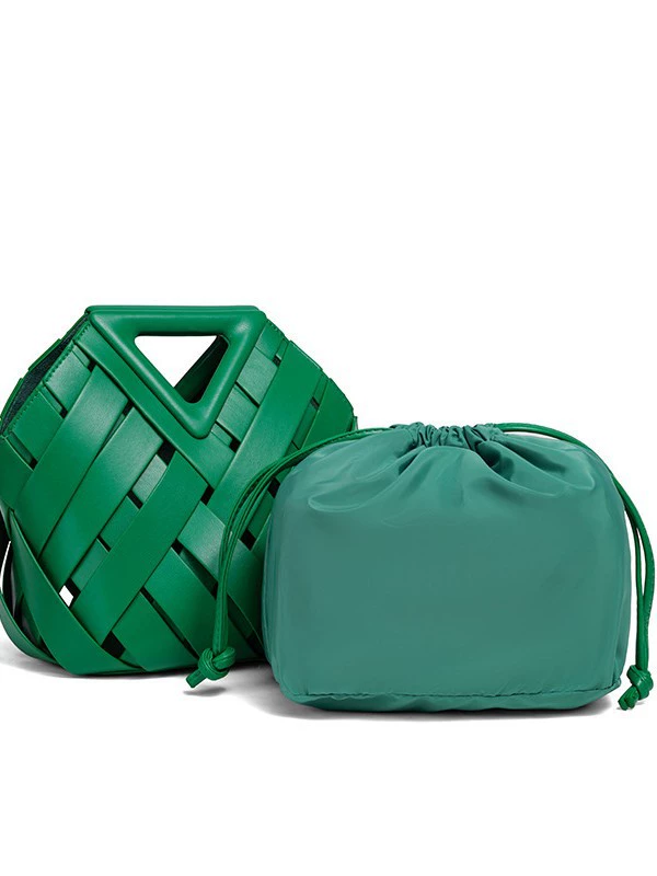 Triangle Openwork Woven Bag | Premium Large Handbag