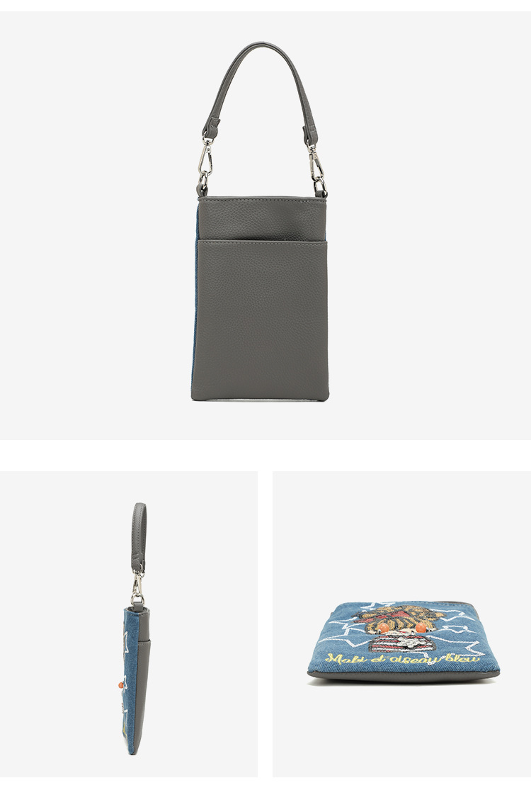 Denim Patchwork Phone Bag | Embroidered Crossbody Bag