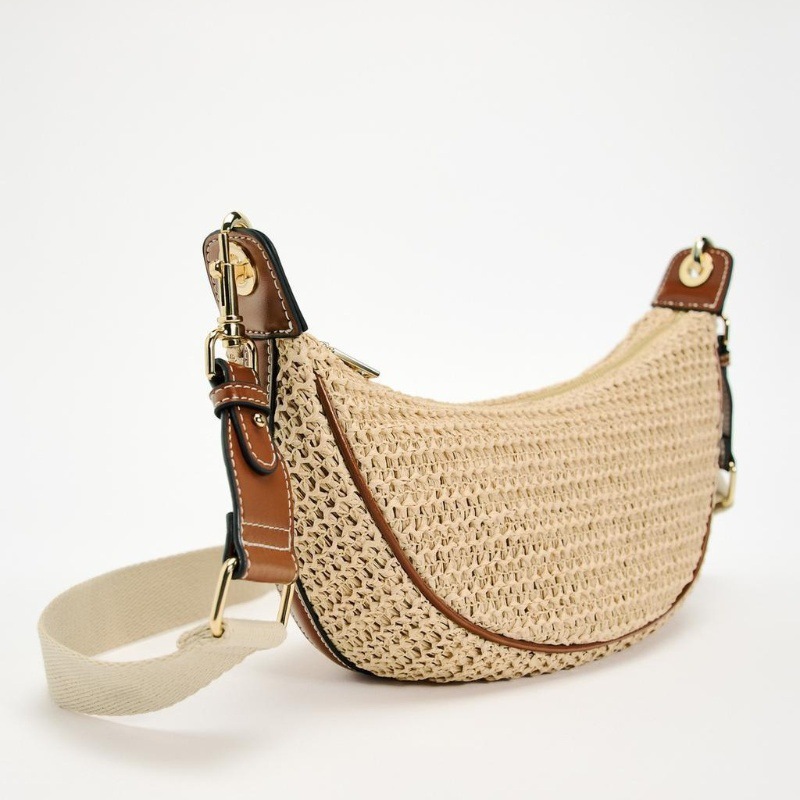Straw Half-Moon Bag | Beach Underarm Crossbody Bag