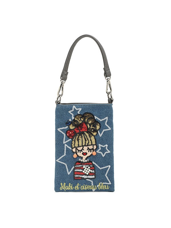 Denim Patchwork Phone Bag | Embroidered Crossbody Bag