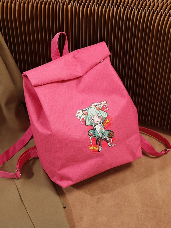 Anime Print Backpack | Cute Student Bucket Shoulder Bag