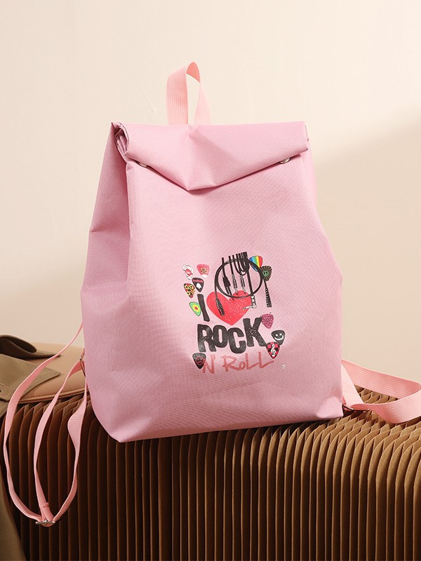 Anime Print Backpack | Cute Student Bucket Shoulder Bag